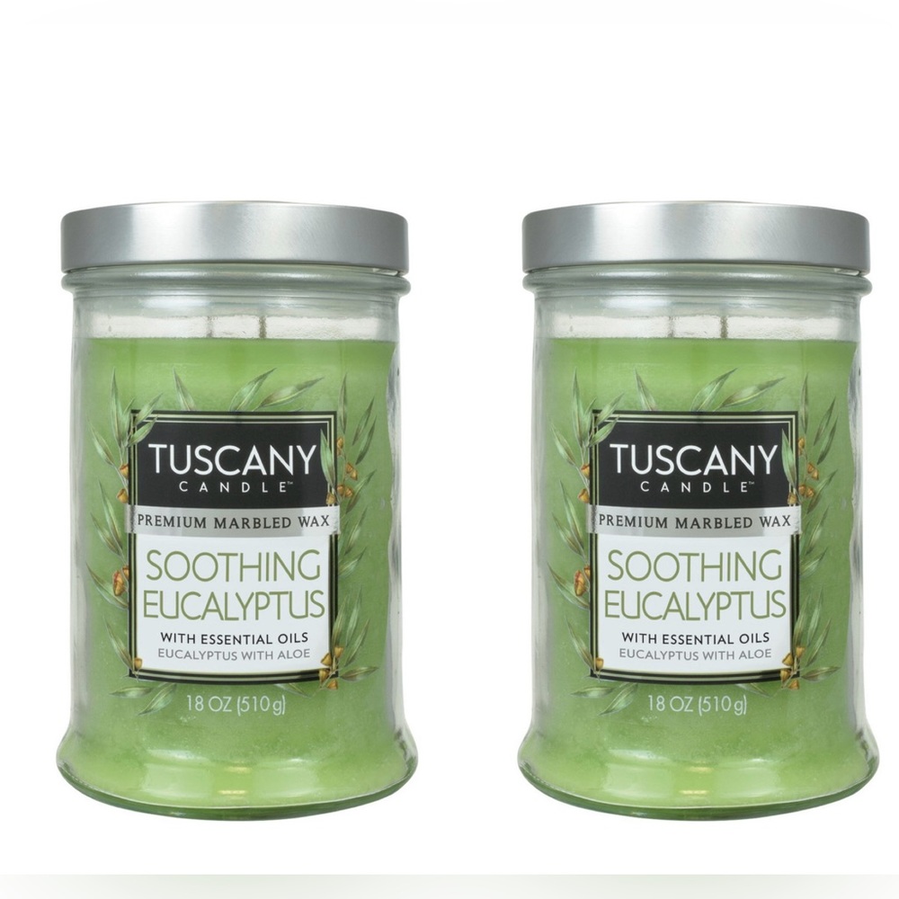 TUSCANY CANDLE SOOTHING EUCALYPTUS LONG-LASTING SCENTED JAR CANDLE (18 OZ)